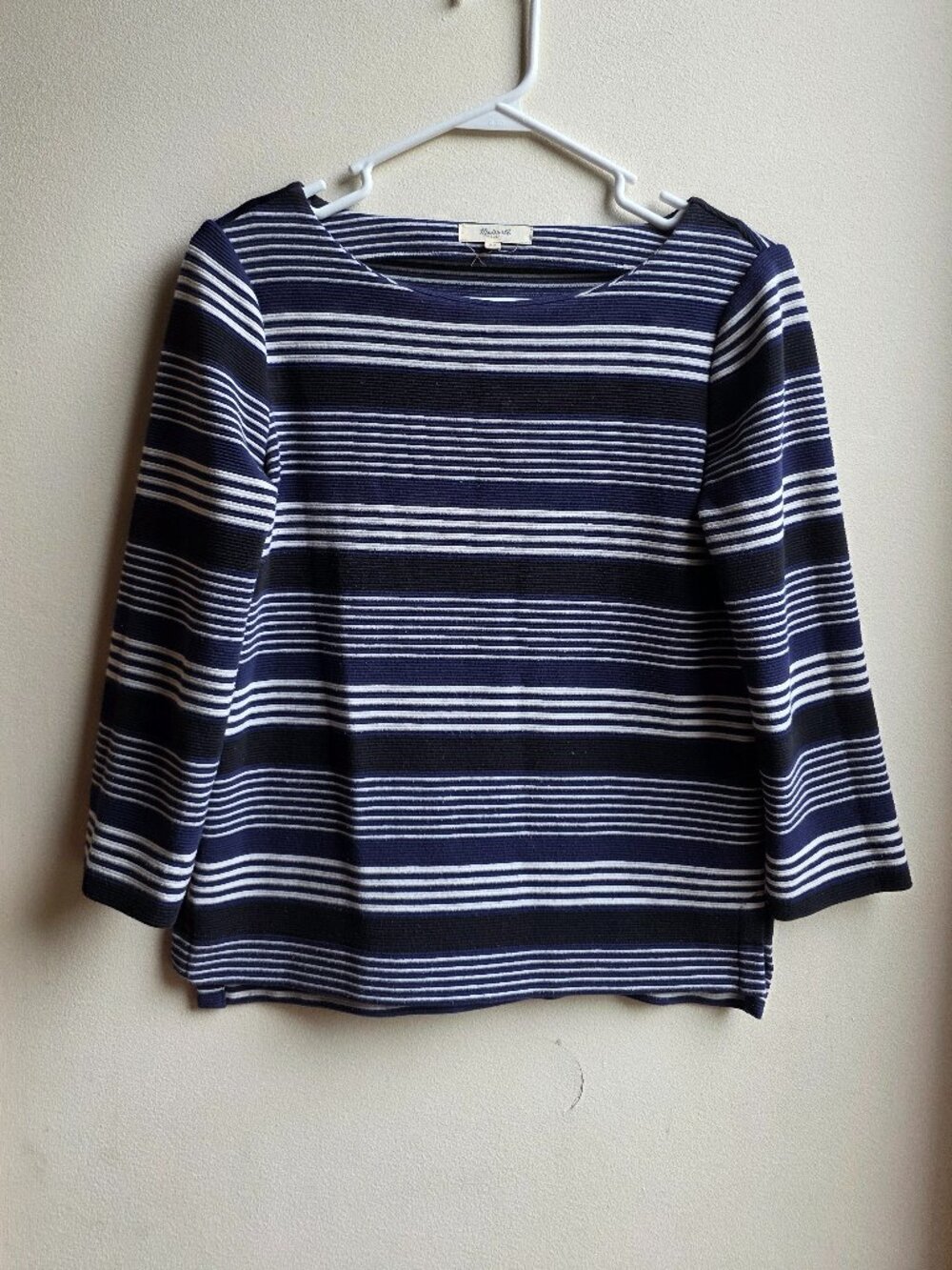 Madewell Navy/White Striped Wide Neck Jersey Size XS